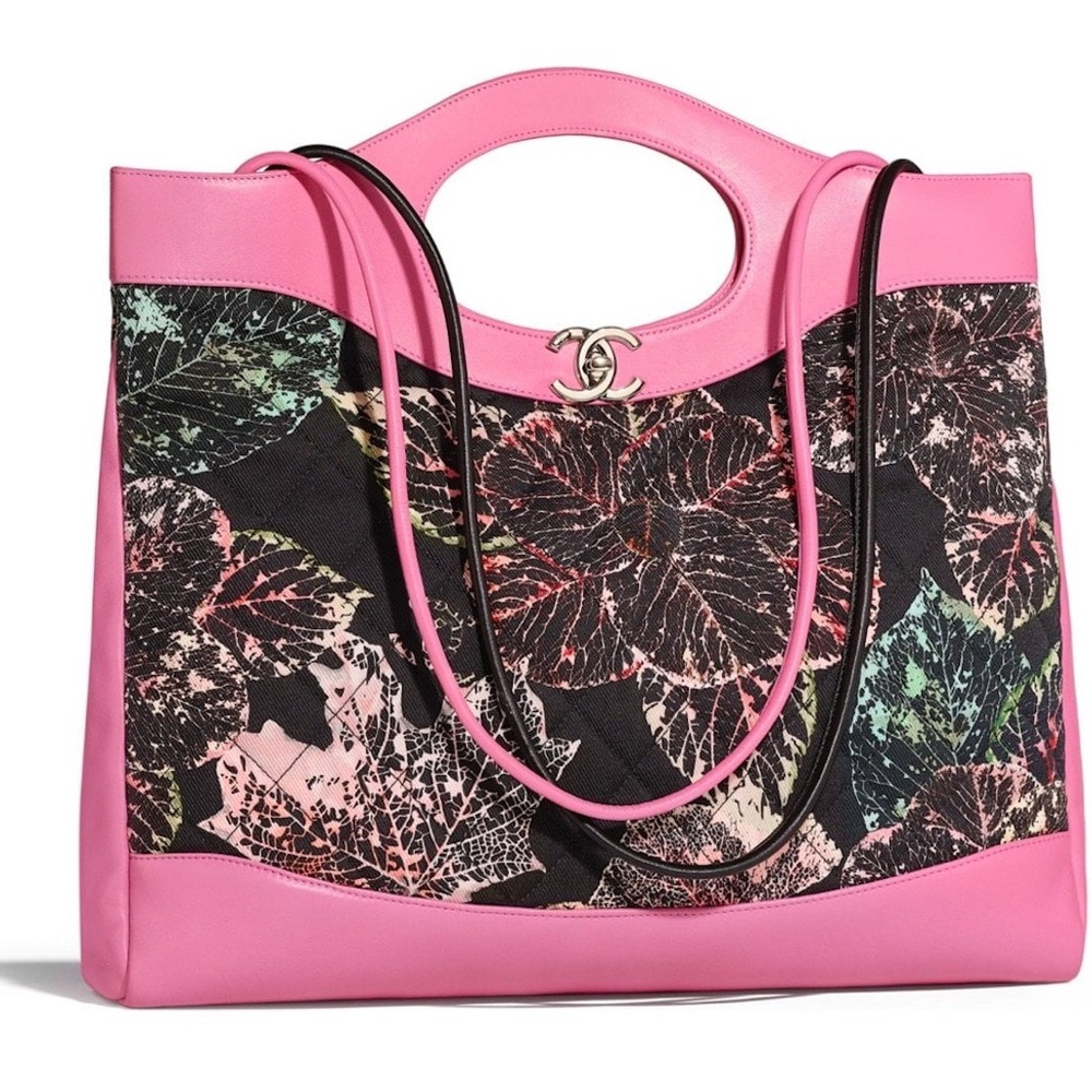 Chanel 31 shopper denim black pink large handbag bag Tote clutch